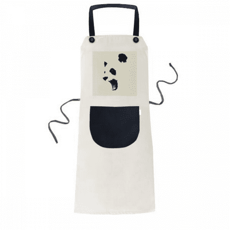 

Panda Black White Open Mouth Color Block Apron Adjustable Bib Cotton Linen BBQ Kitchen Pocket Pinafore