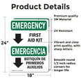 thumbnail image 2 of (2 Pack) First Aid Kit Bilingual OSHA Emergency Sign 18 Inch X 24 Inch Vinyl Label Decal Sticker Weather Resistant, UV Protected for Workplace, Business, and Construction Site, Made in, 2 of 7