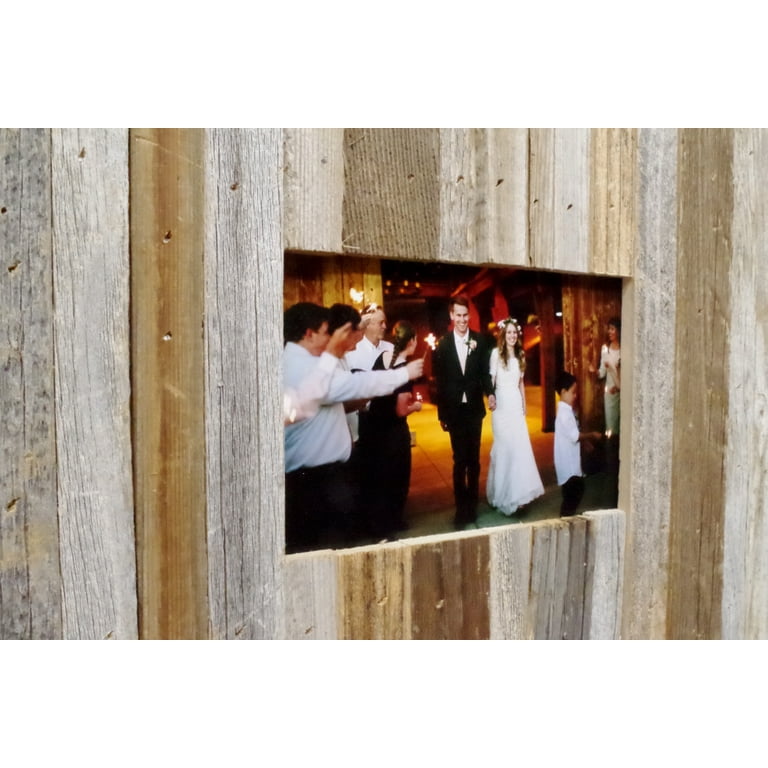 Barnwood Picture Frame with Red Wash, 4x6 Rustic Wood Frame