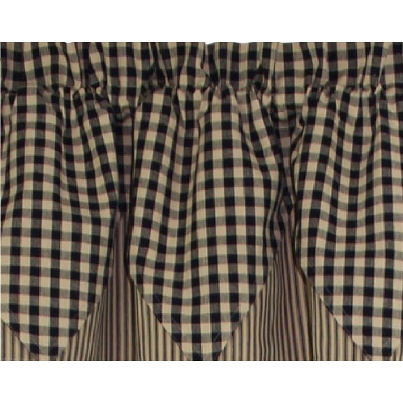 Heritage House Check Black Point Valance - 72x15.5