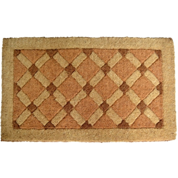 Imports Decor Inc Brown Rectangular Handwoven Coir Doormat with Cross Board Design 30" x 18"