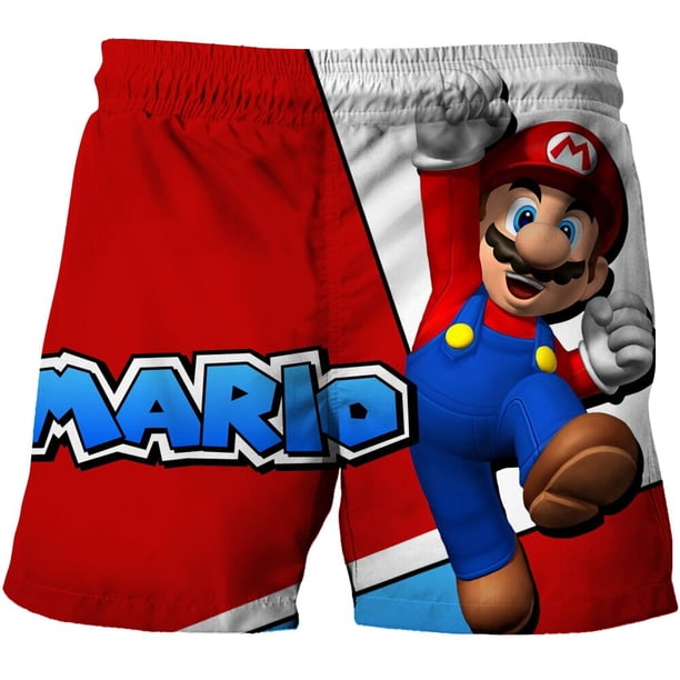 Pantalones cortos 3D Super Mario para niños, novedad de verano, pantalones cortos de baño de playa de secado rápido, pantalones cortos Harajuku para niños, pantalones cortos de playa 2023 New140 heqiyong CONDUJO