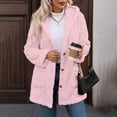 thumbnail image 6 of Tusihei Women's Collared Hooded Long Sleeve Fuzzy Coat Warm Button Down Cardigan Outerwear Casual Fall Winter Solid Sweater Jacket, Pink M, 6 of 9