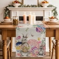 thumbnail image 2 of Table Runner 90 Inches Long for Kitchen Dining, Bunny Easter Dresser Scarf Farmhouse, Dining Table Decorations for Wedding/Parties, Eggs Spring Floral Butterfly Leaves Rustic 13 x 90 In, 2 of 8
