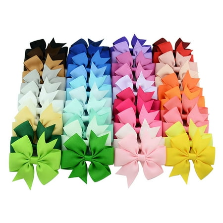 40PCS Handmade Bow Hair Clip Alligator Clips Girls Ribbon Kids Sides