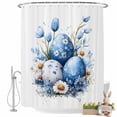 thumbnail image 2 of Easter Shower Curtain Easter Egg Shower Curtains for Bathroom Decor, Waterproof Polyester Shower Curtain Set with Hooks, Extra Long 72" x 78" Blue White Flowers, 2 of 9