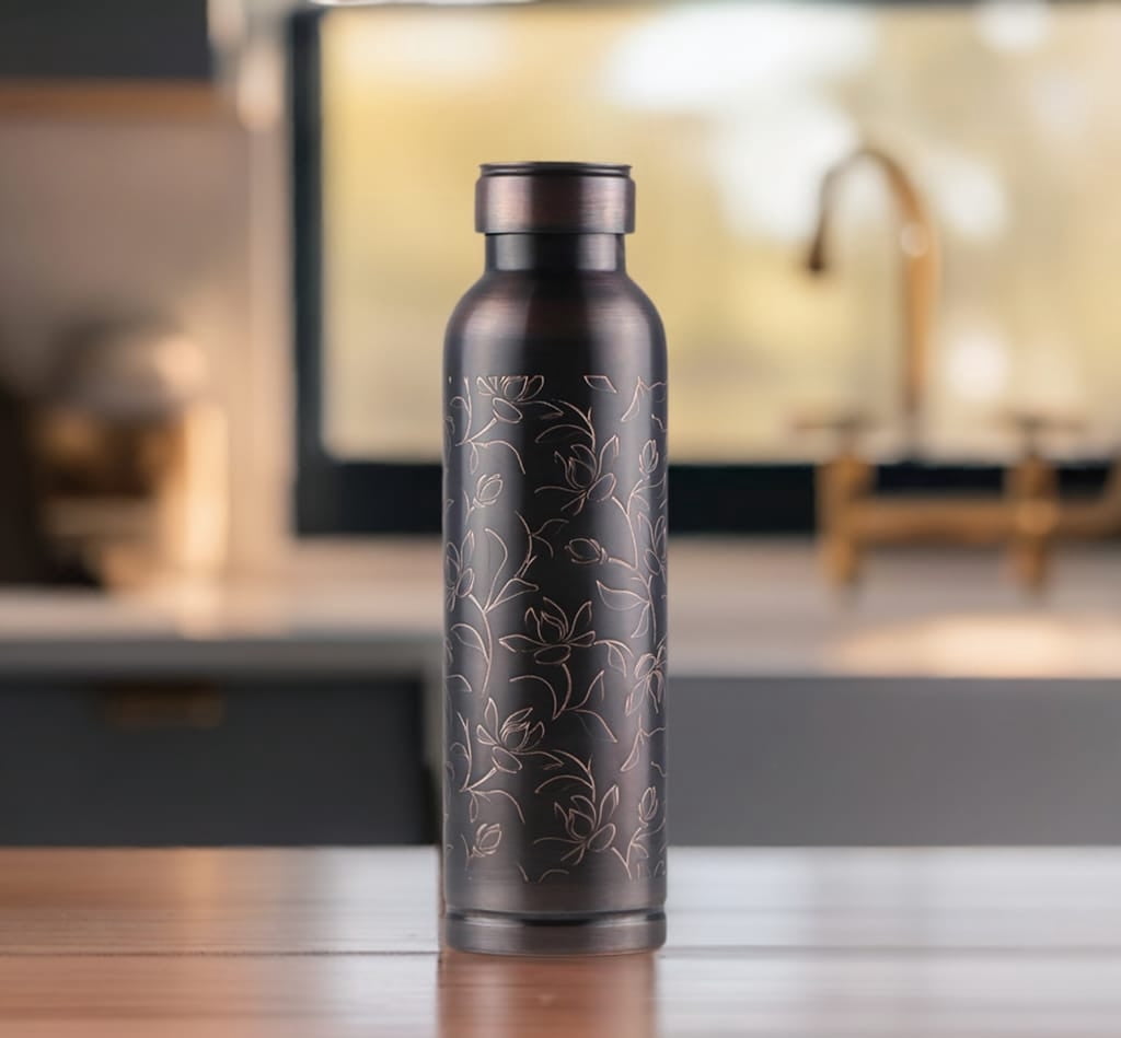 Black Lotus Insulated Water Bottle, 31.8 fl oz (940 mL), Reusable Leak-Proof copper Bottle for Office, Gym & Travel