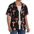 thumbnail image 2 of Sikiie Red Mushrooms Men's Wrinkle Free Untucked Cuban Shirt Business Casual Button Down Shirts Short Sleeve ShirtSmall, 2 of 5