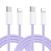 (2-Pack) for iphone Charger 6 Feet for ,Strong Nylon Woven Long Lightning Data Cable,Fast 3a iphone USB-C Charging Cable for iphone