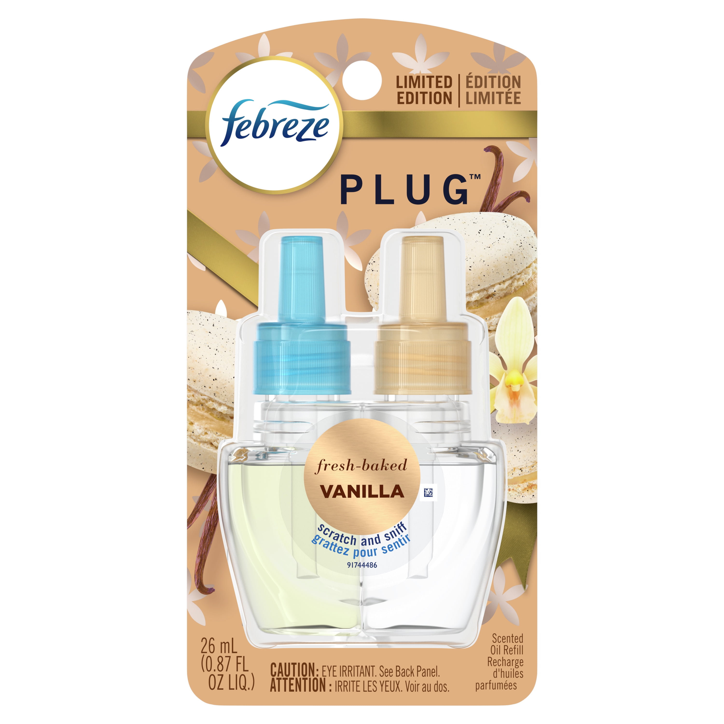 Febreze Odor-Eliminating Fade Defy Plug Air Freshener Refill, Vanilla, .87 fl oz