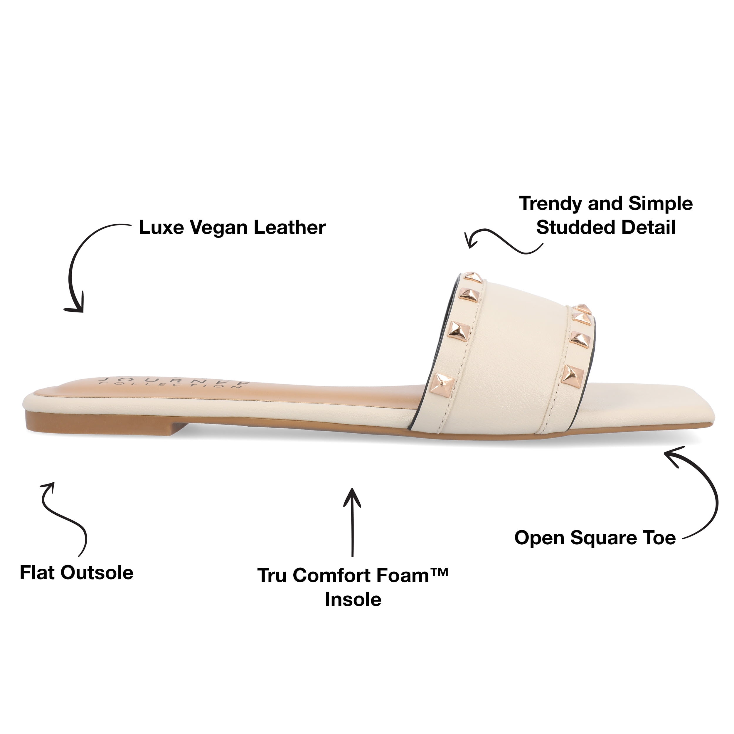 Journee Collection Womens Treena Tru Comfort Foam Slip On Slide Flat Sandals