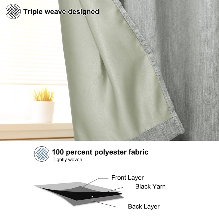 Muamar 2-Panel Blackout Curtains - 52" W X 84" L, Modern Grey, Room Darkening With Adhesive & Rod Pocket