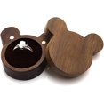 thumbnail image 1 of Caja de madera de nogal para anillos con interior de terciopelo suave y caja de madera para pendientes y joyas, 1 of 5