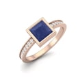 thumbnail image 2 of 5mm Square Blue Sapphire 925 Sterling Silver Rose Vermeil Solitaire Women Valentines Day Gifts Ring, 2 of 3