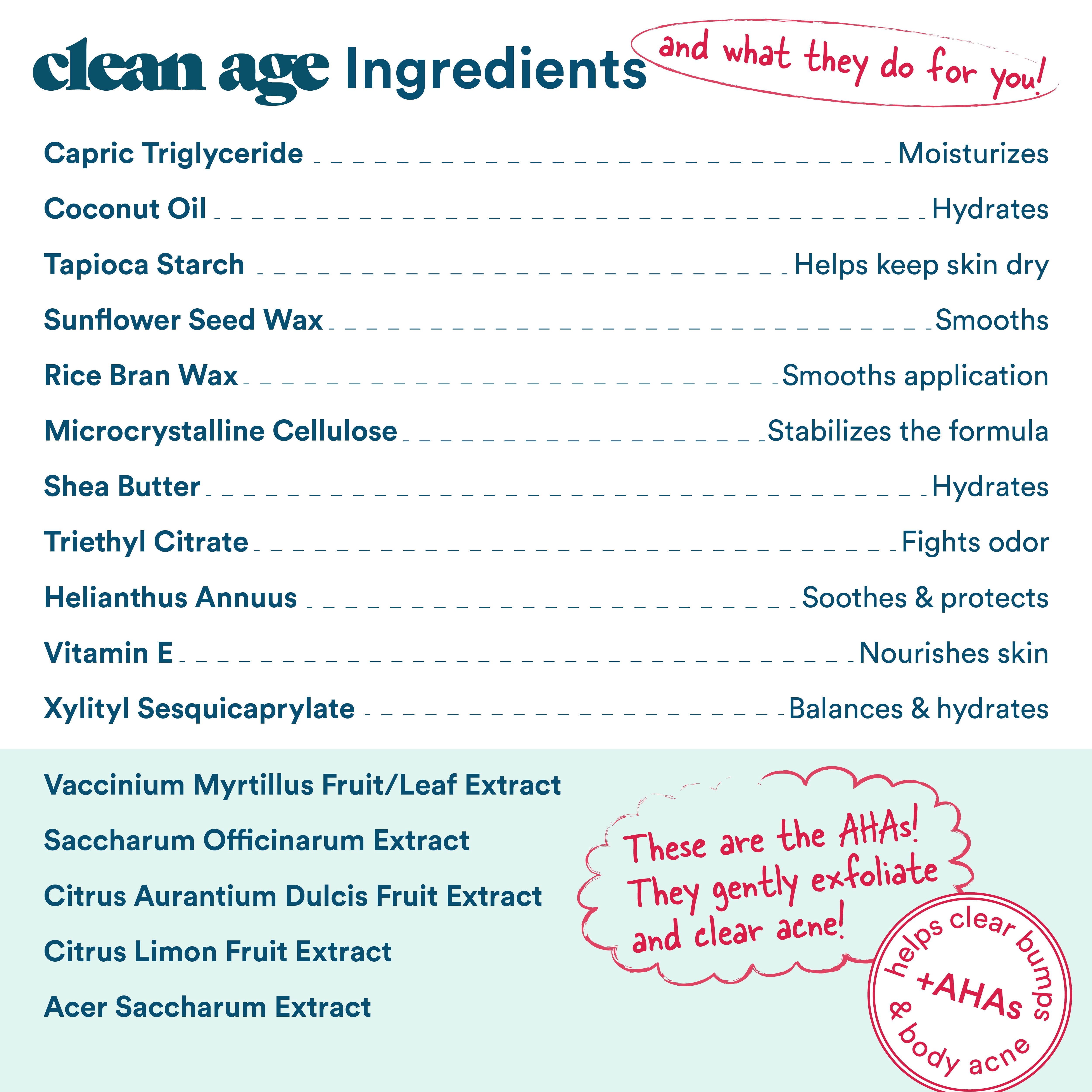 2-Pack Clean Age AHA Deodorant for Teens | Aluminum-Free, Safe for Sensitive Skin | Sandalwood Scent | 2.5 oz