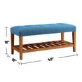 thumbnail image 4 of Xukmct Fabric Upholstered Bench with Open Storage Shelf, Perfect for Living Room, Bedroom, Blue + Brown, 4 of 5