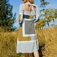 thumbnail image 5 of Abstract Geometric Color Block Art Flare Dress Square Neck Dress Elegant Female Fashion Printed Dress, 5 of 9