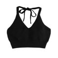 thumbnail image 1 of Women Halter Crop Top Summer Bustier Knit Bundle Bralette Curvy Ribbed Knit Cami, 1 of 5