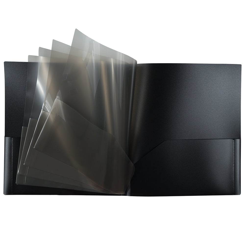 JAM Paper Heavy Duty Plastic Multi Pocket Folders, 10 Pocket Organizer, Black, Bulk 72/Pack