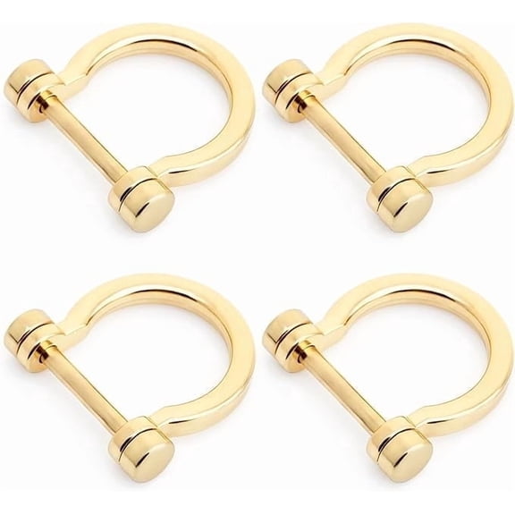CRAFTME STUDIO Gold 3/4" D-Rings with Screw Shackle (4pcs) – Horseshoe Dee Ring for Purse Strap, Key Holder & DIY Leather Craft