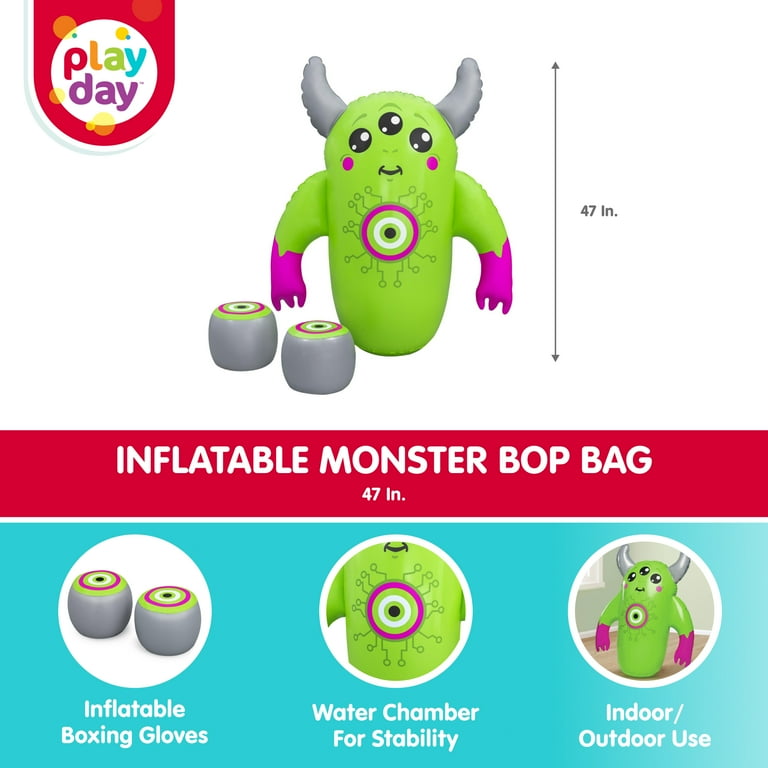 Play Day Kids Monster Inflatable Bop Bag with Boxing Gloves