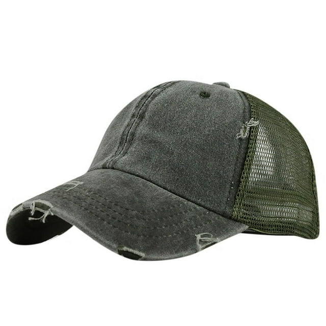PENGXIANG Queue de Cheval Chignons Décoiffés Camionneur Visière de Baseball Unie Hommes Femmes Chapeau Bleu