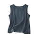 thumbnail image 2 of Auralook Cotton Linen Tank Tops for Women Solid Casual Summer Gauze Shirt Basic Sleeveless Round Neck Loose Vest Beach Vacation Clothes, 2 of 5
