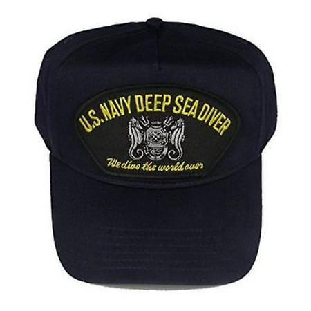 Navy Deep Sea Diver - USN NAVY DEEP SEA DIVER WE DIVE THE WORLD OVER BLUE HAT W/ MASTER DIVER BADGE