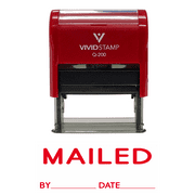 Vivid Stamp Mailed With By Date Line Self Inking Rubber Stamp (Red Ink) - Medium