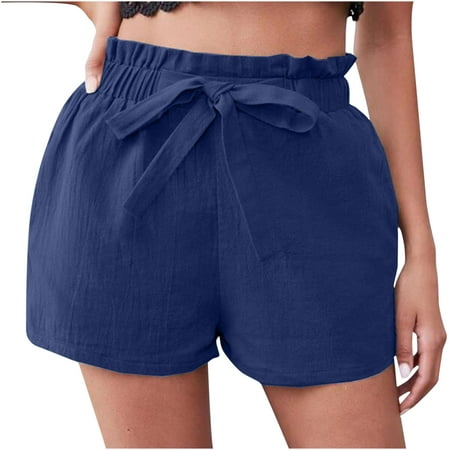 Shorts for Women Casual Solid Color High Waisted Bandage Short Sweat Pants  Ladies Summer Lounge Shorts 
