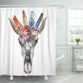 thumbnail image 1 of ABPHQTO Acuarela Cabeza de Toro con Flores y Plumas en Blanco Estilo Boho Cráneo Impermeable Baño Cortinas de Ducha Set 165x180 cm ABPHQTO PKNMT66x72Shower-10853, 1 of 2