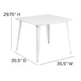 thumbnail image 5 of Merrick Lane 35.5" Square Metal Dining Table for Indoor and Outdoor Use in White, 5 of 8