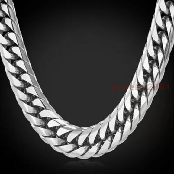 Big Chunky HipHop Chain For Men Link Silver Stainless Steel Heavy Necklace Gift