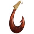 thumbnail image 1 of 12" Hand Carved Wood Hawaiian Makau Fish Hook, 1 of 4
