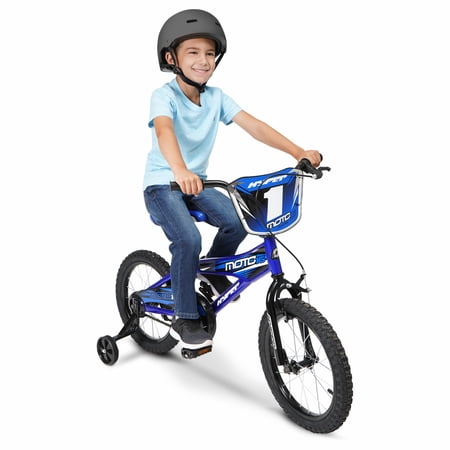 Hyper Bicycles 16" MX16 Kids Bike, with Training Wheels, Blue, Recommended for Age Groups 4 to 8 Years Old