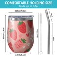 thumbnail image 5 of 12oz Stemless Wine Tumblers Pink Strawberry Plants Fruit Vacuum Insulated Stainless Steel Travel Tumbler Cups Mug with Lid and Straw for Champaign,Cocktail,Beer with Cleaning Brush, 5 of 5