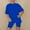 003 Blue, variant on Women's Pajama Sets Short Sleeve Lounge Wear Set Soft Comfy Stretch Casual Pj and Shorts
