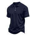 thumbnail image 3 of Hearthz Big and Tall Polo Shirts for Men 3 Button Placket Lapel Collar Men Short Sleeve Shirt Business Casual Mens Golf Polo Shirts Work Out Shirts Navy S, 3 of 7