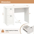 thumbnail image 3 of Costway 43" Home Office Desk Compact Study Writing Desk with 2 Drawers Charging Station, 3 of 10