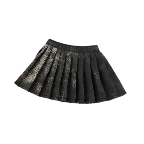 Falda plisada en miniatura para mujer, accesorio informal, cómoda, portátil, a la moda, suave, 1/6 Gris negro