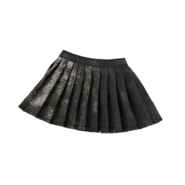 Falda plisada para mujer, accesorio cómodo, ligero, suave y portátil, a la moda, 1/6 Gris negro