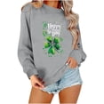 thumbnail image 1 of VKOYWKM Joyeuse St Patricks Day Sweatshirts pour Femmes, Chandails à Manches Longues à Imprimé Trèfle Irlandais Porte-Bonheur, Coupe Ample, Col Ras du Cou, Chandails, 1 of 5
