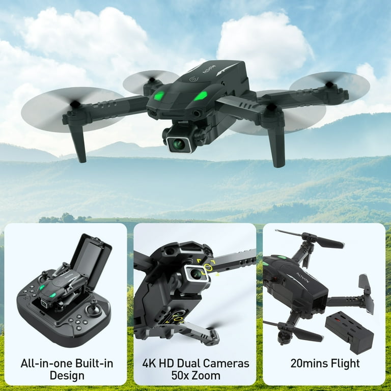 D96 Drone with 4K HD Dual Camera for Adults and Beginners Foldable Drone  Follow Me Mode 3 Batteries 36mins Flight Time, Black 