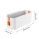 thumbnail image 3 of Cesta de almacenamiento de plástico blanco para mesita de noche con ganchos | Organizador bajo la cama para dormitorios y universidades | Cesta de 33 x 11,4 x 12 cm para libros, teléfono y artículos, 3 of 6
