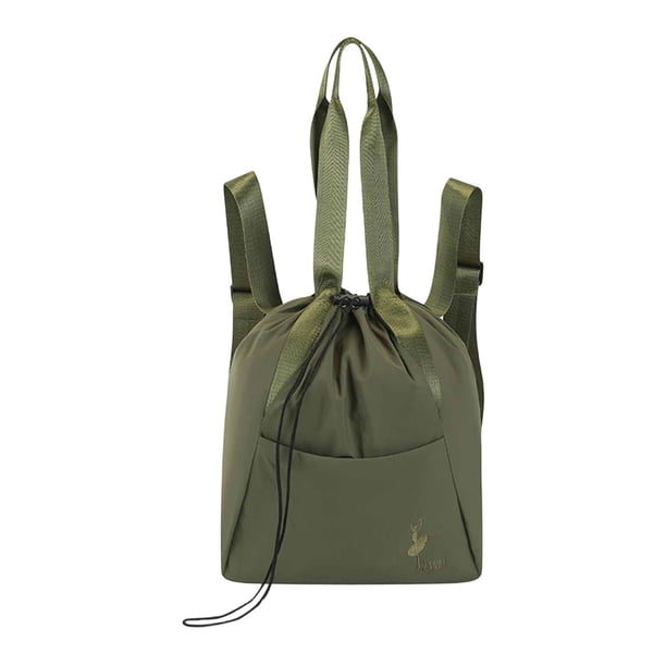 Mochila con cordón, mochila informal de día, organizadora, regalo, almacenamiento, Oxford con bolsillo, gimnasio Verde