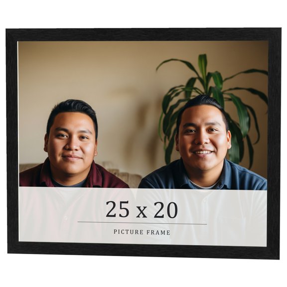 25x20 Frame Black Charcoal Grey Wood Textured Picture Frame | 0.75 Inch Moulding Width | Gunmetal