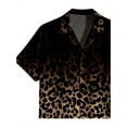 thumbnail image 4 of Men's 2 Piece Outfits Leopard Print Outfit Button Up Short Sleeve Shirt and Drawstring Shorts Set, 4 of 6