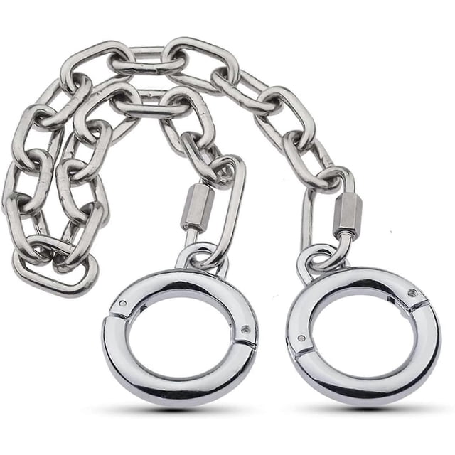 Stainless Steel Adjustable Thumb Toe Cuffs with Chain for Couples Fetish SM