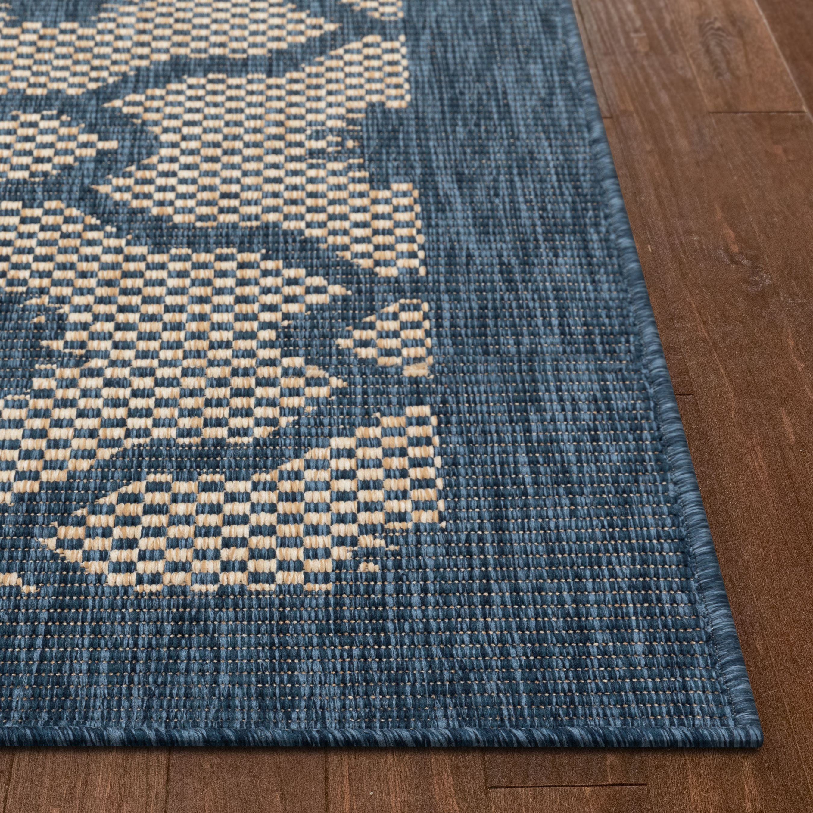 Well Woven Medusa Sol Lattice Trellis Blue 7'10" x 9'10" Indoor/Outdoor Flat-Weave Area Rug