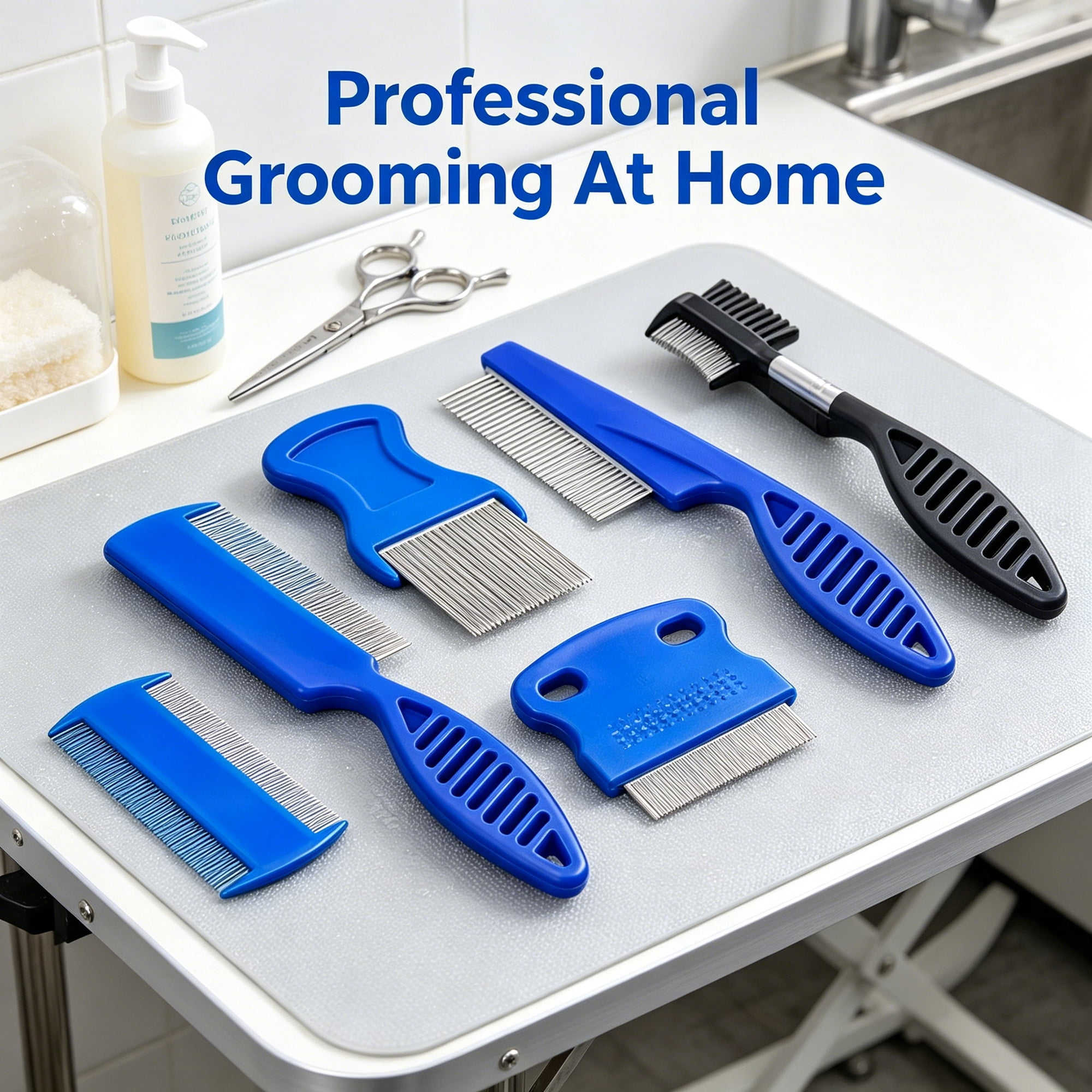 BPPEG 5 Pack Flea Lice Comb,Stainless Steel Dog Cat Grooming Combs with Rounded Teeth,Double-Sided Tear Stain Remover,Dematting Comb for Dogs Cats Ideal for All Types of Small,Medium,Large Pets